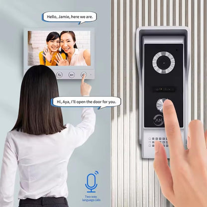 ANJIELO SMART HOME Wired Video Intercom System,7 Inch Monitor,HD Camera Kits,IR Outdoor Camera Support Monitoring,Unlock, 2 Way Intercom,Mute