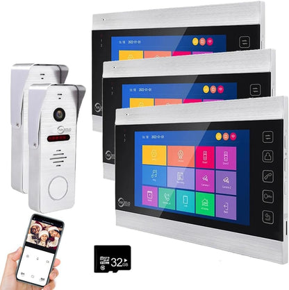 Anjielo Smart Home WiFi Video Intercom System with 1080P 160°Wide HD Camera 7 lnch Wired Screen Monitor with Night Vision Motion Detect for Vally Apartment Tuya