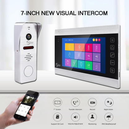Anjielo Smart Home WiFi Video Intercom System with 1080P 160°Wide HD Camera 7 lnch Wired Screen Monitor with Night Vision Motion Detect for Vally Apartment Tuya