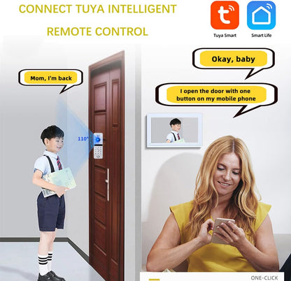 Anjielo Video Intercom System Smart Home 1080P HD Night Vision Doorbell Camera Video Porteiro with 10''Touch Screen Monitor for Home Safety Support Tuya