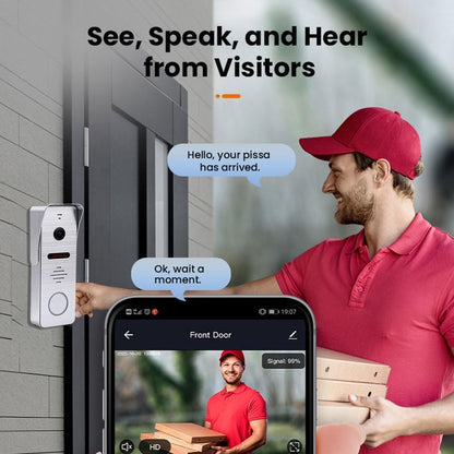 Anjielo Smart Home Wired Video Apartment Doorbell Intercom with 1080P HD Camera,7 Inch WiFi Touch Monitor System,Motion Detect,TUYA Smart Home Video Intercom Door Phone Kits for Home Villa