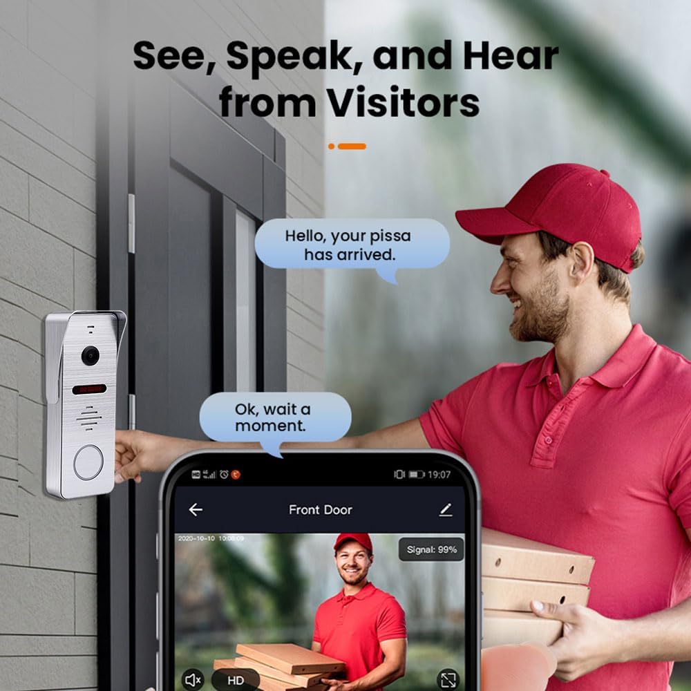 Anjielo Smart Home Video Doorbell Home Intercom with 1080P Video Entry Doorphone Door Camera,10 Inch Touch WiFi Monitor System(Wired),TUYA WiFi Smart Home Video Intercom Door Phone Kits for Villa Apartment