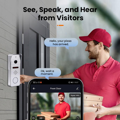Anjielo Smart Home Video Doorbell Home Intercom with 1080P Video Entry Doorphone Door Camera,10 Inch Touch WiFi Monitor System(Wired),TUYA WiFi Smart Home Video Intercom Door Phone Kits for Villa Apartment