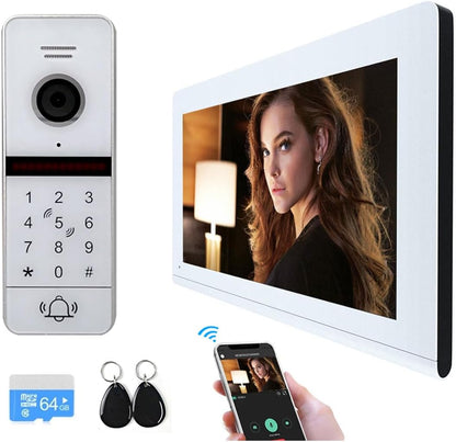 Anjielo Video Intercom System Smart Home 1080P HD Night Vision Doorbell Camera Video Porteiro with 10''Touch Screen Monitor for Home Safety Support Tuya