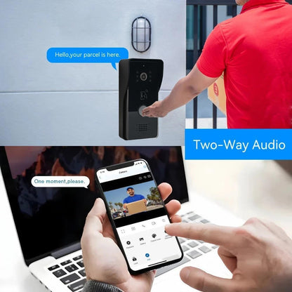 Anjielo Smart Home WiFi Video Doorbell Camera,Wired Video Intercom System, 7 Inches Monitor,HD Smart Video Door Bell with Camera,PIR Motion Detection Night Vision 2-Way Audio Support SD Card