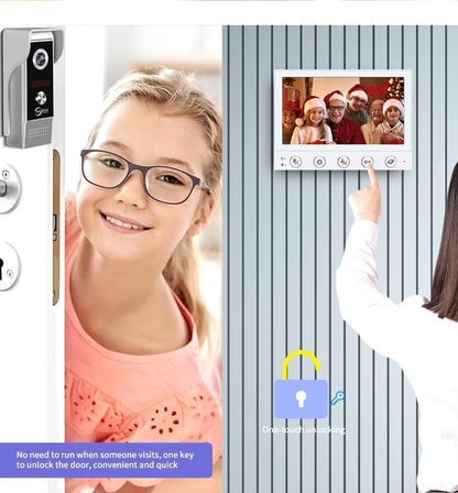 ANJIELO SMART HOME Wired Video Intercom System,7 Inch Monitor,HD Camera Kits,IR Outdoor Camera Support Monitoring,Unlock, 2 Way Intercom,Mute