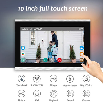 ANJIELO SMART HOME TUYA Video Doorbell Intercom(Wired), 1080P Video Doorbell Camera with 10" Touch Screen Monitor,Support Motion Detection, Multiple Unlocking Methods, 2 Cameras
