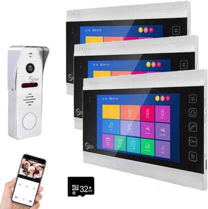 Anjielo Smart Home WiFi Video Intercom System with 1080P 160°Wide HD Camera 7 lnch Wired Screen Monitor with Night Vision Motion Detect for Vally Apartment Tuya