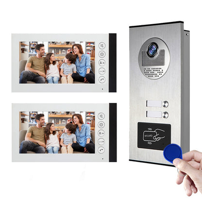 Anjielo Smart Home Wired Video Multi-family Apartment Intercom System,2/3/4/6/8/10/12 Units 7 inch Monitor Video Door Phone Kit,Indoor Outdoor Video Doorbell, ID Card Unlock, 2 Way Audio for Home and Villa