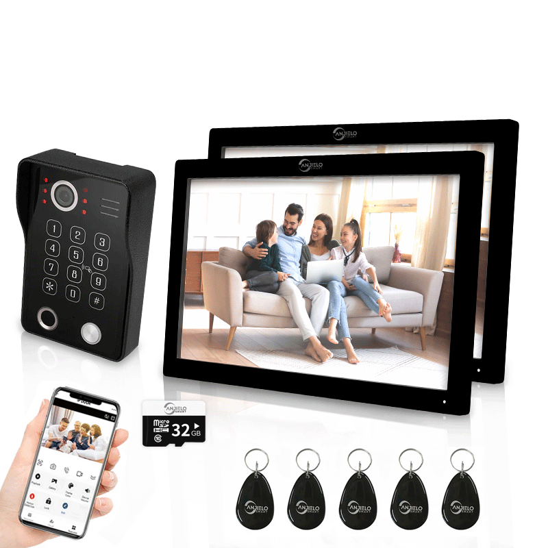 Anjielo Smart Wifi Doorbell Cam by Tuya - 1080p HD Security and Multiple Unlock Options Including RFID Cards