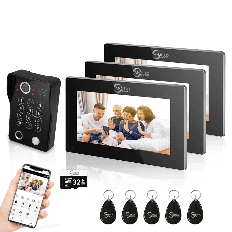 Anjielo Smart Wifi Doorbell Cam by Tuya - 1080p HD Security and Multiple Unlock Options Including RFID Cards