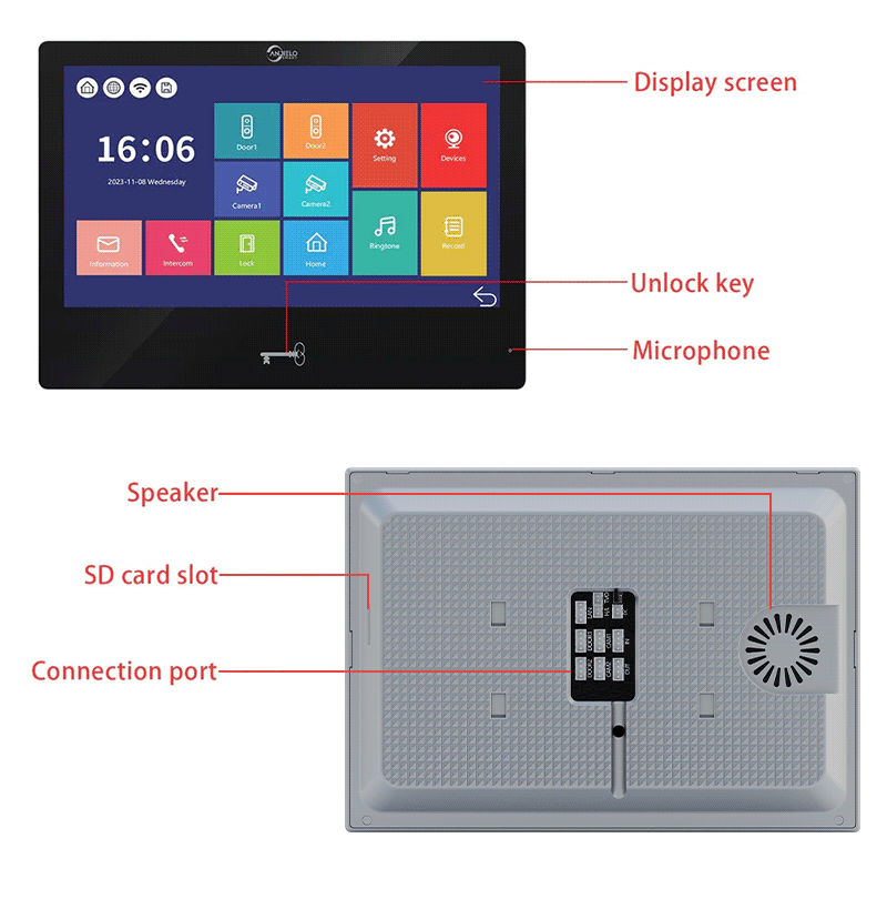 Anjielo 7-inch Smart Monitoring Video Doorbell Intercom System Waterproof Door Entry Intercom  for Villas