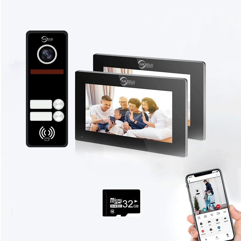 Full Touch Screen Anjielo WiFi Video Intercoms - Tuya Smart 7/10 Inch Intercom for Two Doors with 1080p Resolution and 160° Viewing Angle