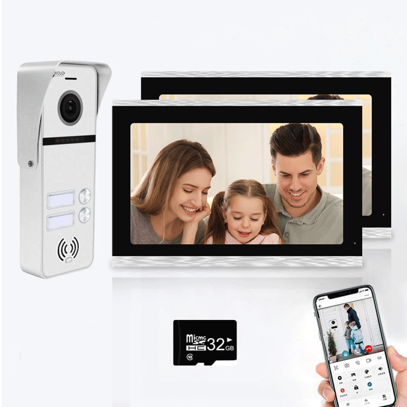 Full Touch Screen Anjielo WiFi Video Intercoms - Tuya Smart 7/10 Inch Intercom for Two Doors with 1080p Resolution and 160° Viewing Angle