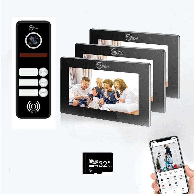 Full Touch Screen Anjielo WiFi Video Intercoms - Tuya Smart 7/10 Inch Intercom for Two Doors with 1080p Resolution and 160° Viewing Angle