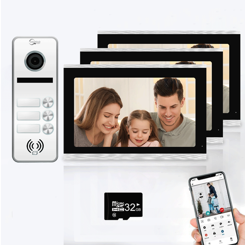 Full Touch Screen Anjielo WiFi Video Intercoms - Tuya Smart 7/10 Inch Intercom for Two Doors with 1080p Resolution and 160° Viewing Angle