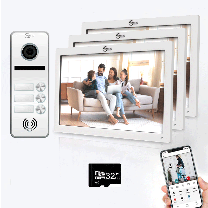 Full Touch Screen Anjielo WiFi Video Intercoms - Tuya Smart 7/10 Inch Intercom for Two Doors with 1080p Resolution and 160° Viewing Angle