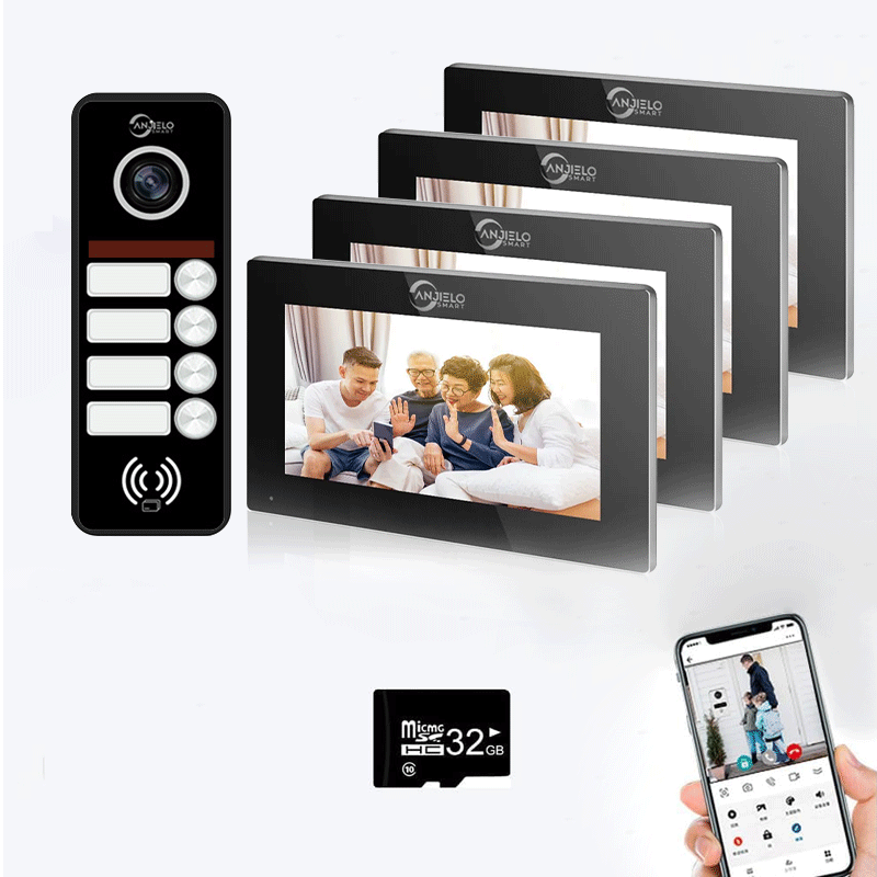 Full Touch Screen Anjielo WiFi Video Intercoms - Tuya Smart 7/10 Inch Intercom for Two Doors with 1080p Resolution and 160° Viewing Angle