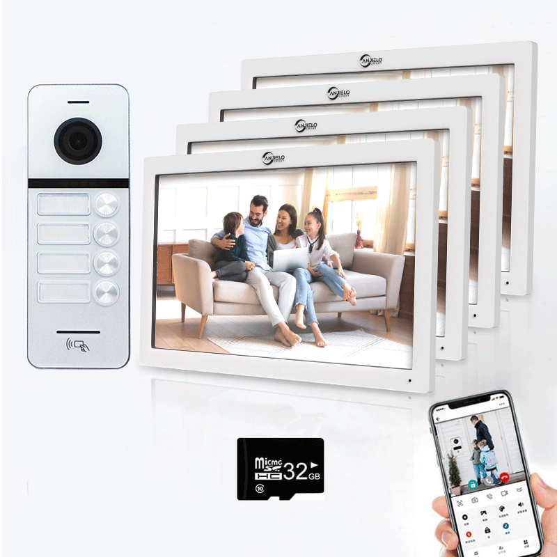 Full Touch Screen Anjielo WiFi Video Intercoms - Tuya Smart 7/10 Inch Intercom for Two Doors with 1080p Resolution and 160° Viewing Angle