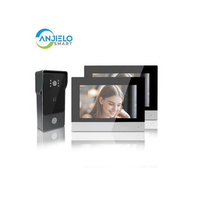 Anjielo Smart Home Tuya Smart IP Video Intercom System Two Wired Doorbell 1080P Camera 7 Inch Touch Screen Password IC Card Unlock Door