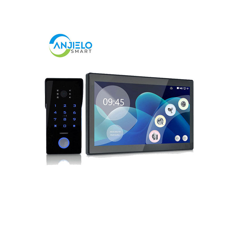 Anjielo Smart Home 2-Wired Doorbell with 1080p HD Camera and 10-Inch Touchscreen Display Secure Entry via Password and IC Card