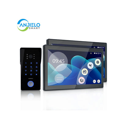 Anjielo Smart Home 2-Wired Doorbell with 1080p HD Camera and 10-Inch Touchscreen Display Secure Entry via Password and IC Card