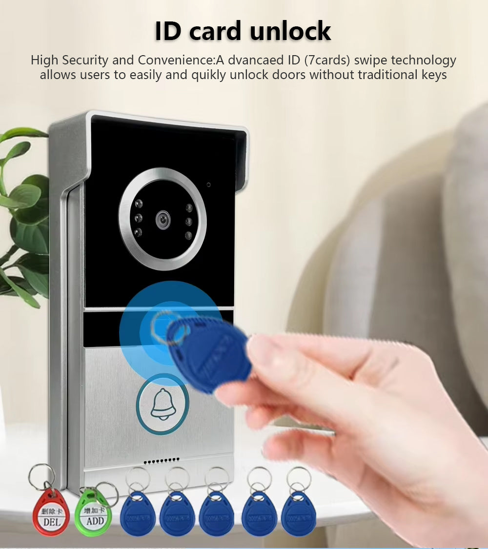 Anjielo Smart Home HD WIFi Video Intercom System Doorbell with RFID Unlock IR Night Vision for Home