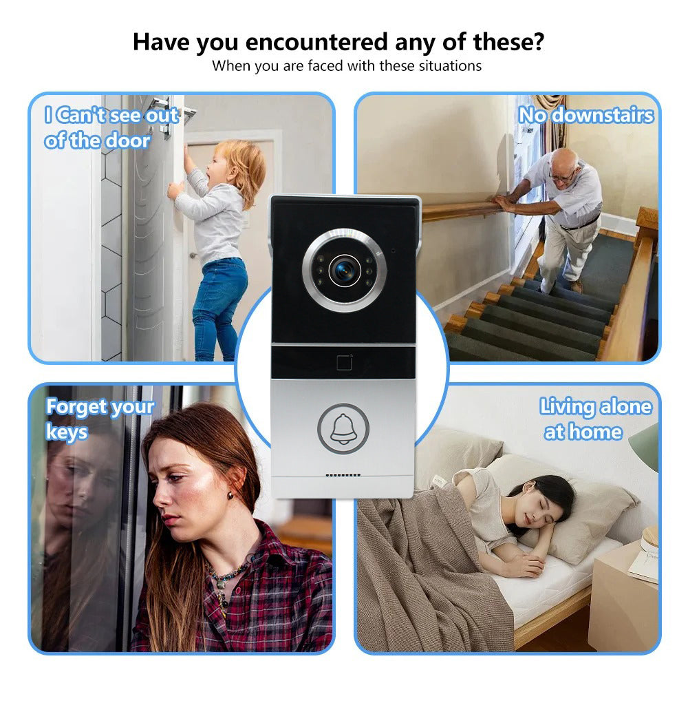 Anjielo Smart Home HD WIFi Video Intercom System Doorbell with RFID Unlock IR Night Vision for Home