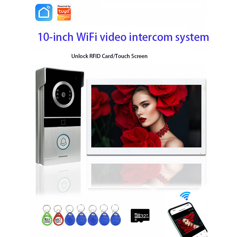 AnjieloSmart Video Intercom 7/10 inch 1080P WiFi Video Door Phone with RFID Unlock IR Night Vision and Two-way Talk Video Intercom System for Home