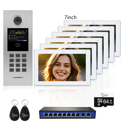 Anjielo Smart Home High Definition Tuya Smart Video Intercom System for Multiple Unit Buildings Includes KeyPad, IC Cards & Works up to 999 Users