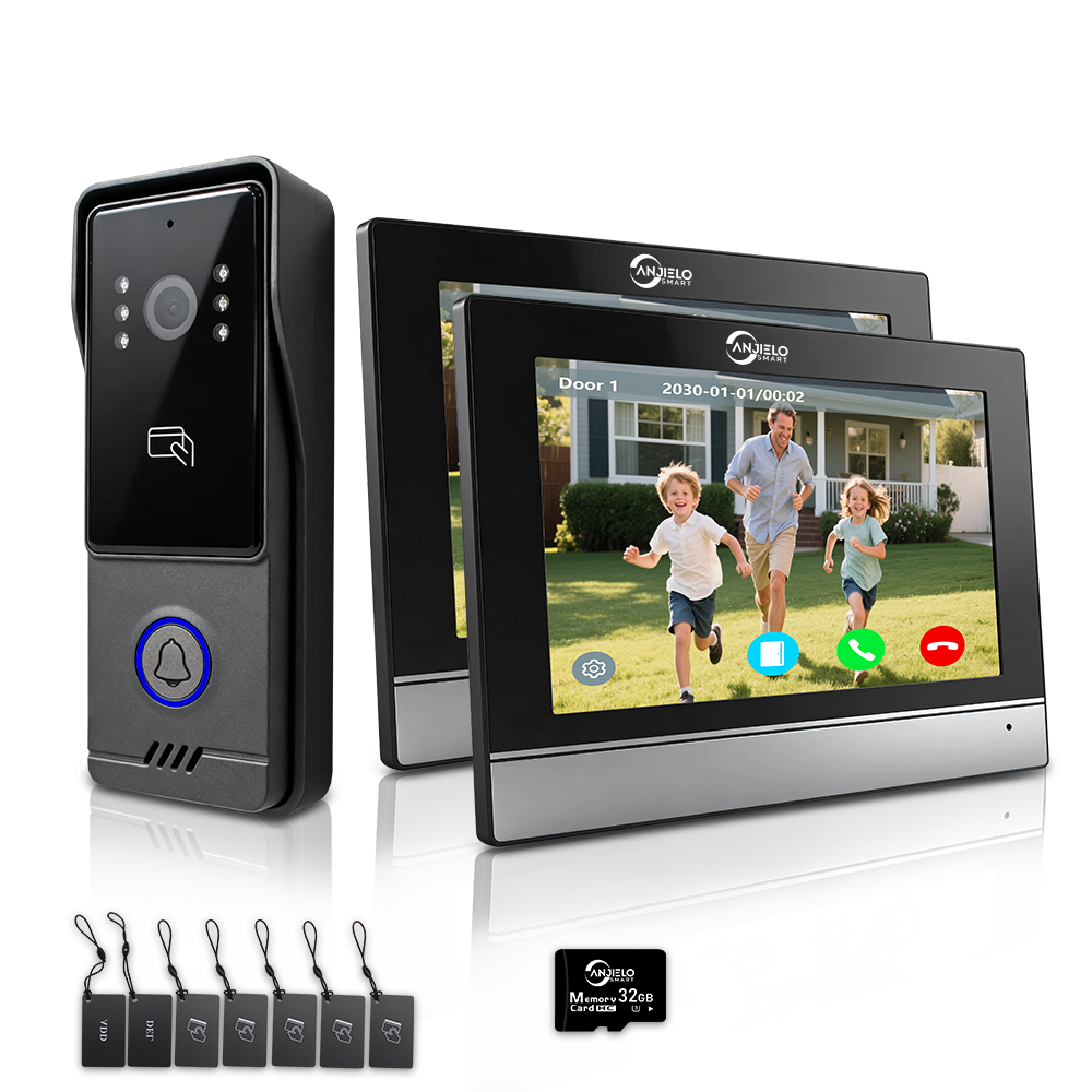 Anjielo Multifunctional New Model 4-Wire Video Doorbell Intercom System 7-inch Intelligent Screen Support