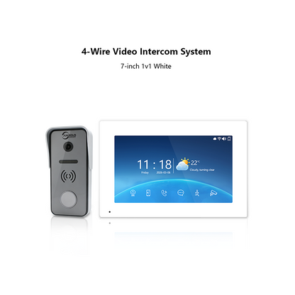 Anjielo 4-Wire Video Intercom System | Touchscreen + Tuya App Integration, 2-Way Audio, Night Vision & Motion Detection, Smart Access Control for Home & Villa