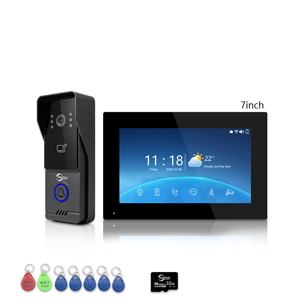 Wired 4‑Wire Smart Video Doorbell Intercom System | 1080P Infrared Night Vision IP65 Waterproof Tuya WiFi Video Door Phone with Touch Screen Monitor Motion Detection 3‑Way Unlock for Home Security