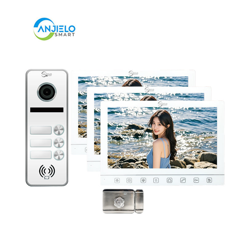 Anjielo Smart Home 7-Inch Smart Touchscreen Video Door Phone with 1080P HD Camera & Night Vision - 2-Door Intercom System for Homes, Villas and Apartments