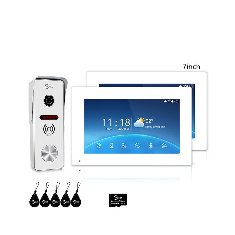ANJIELO SMART 4-Wire Video Intercom: IP65 waterproof + infrared night vision + motion detection alerts + Tuya remote unlock + digital photo frame/background music – one device for whole-home security and smart living.