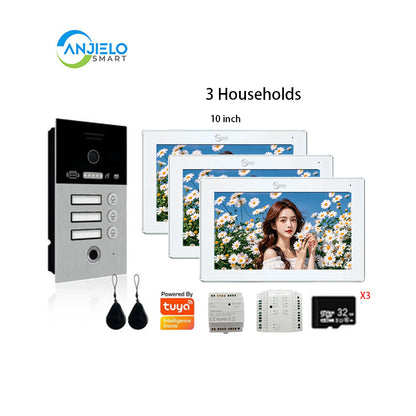 Anjielo Smart Home 2 Wired Video Intercom with 7/10 Inch Display of Wifi Tuya for Multi-Apartment Use