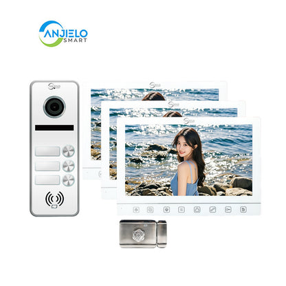 Anjielo Smart Home 7-Inch Smart Touchscreen Video Door Phone with 1080P HD Camera & Night Vision - 2-Door Intercom System for Homes, Villas and Apartments