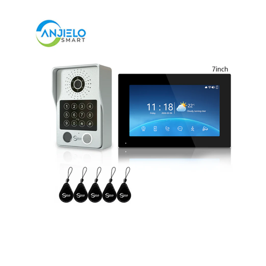 Anjielo Newest 4 wire Video Intercom System With Photo Frame Video Doorbell Motion Detection 5 in 1 unlocking Video Doorphone with Infrared Night Vision for Home and Villa