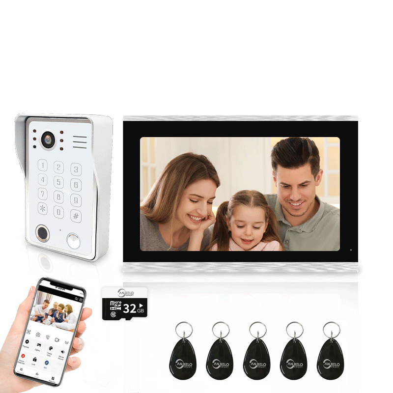 Anjielo Smart Wifi Doorbell Cam by Tuya - 1080p HD Security and Multiple Unlock Options Including RFID Cards