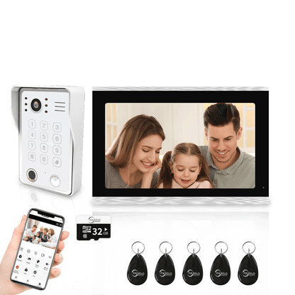 Anjielo Smart Wifi Doorbell Cam Video Intercom System by Tuya - 1080p HD Security and Multiple Unlock Options Including RFID Cards