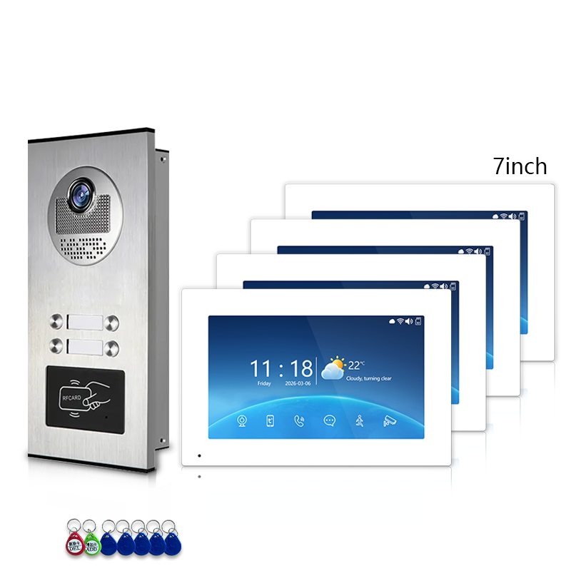 Multi-Family 4-Wire Video Intercom Doorbell System, 1080P HD Camera, 3 Unlock Methods, Tuya Smart App, 2-12 Units, Night Vision & Motion Detection