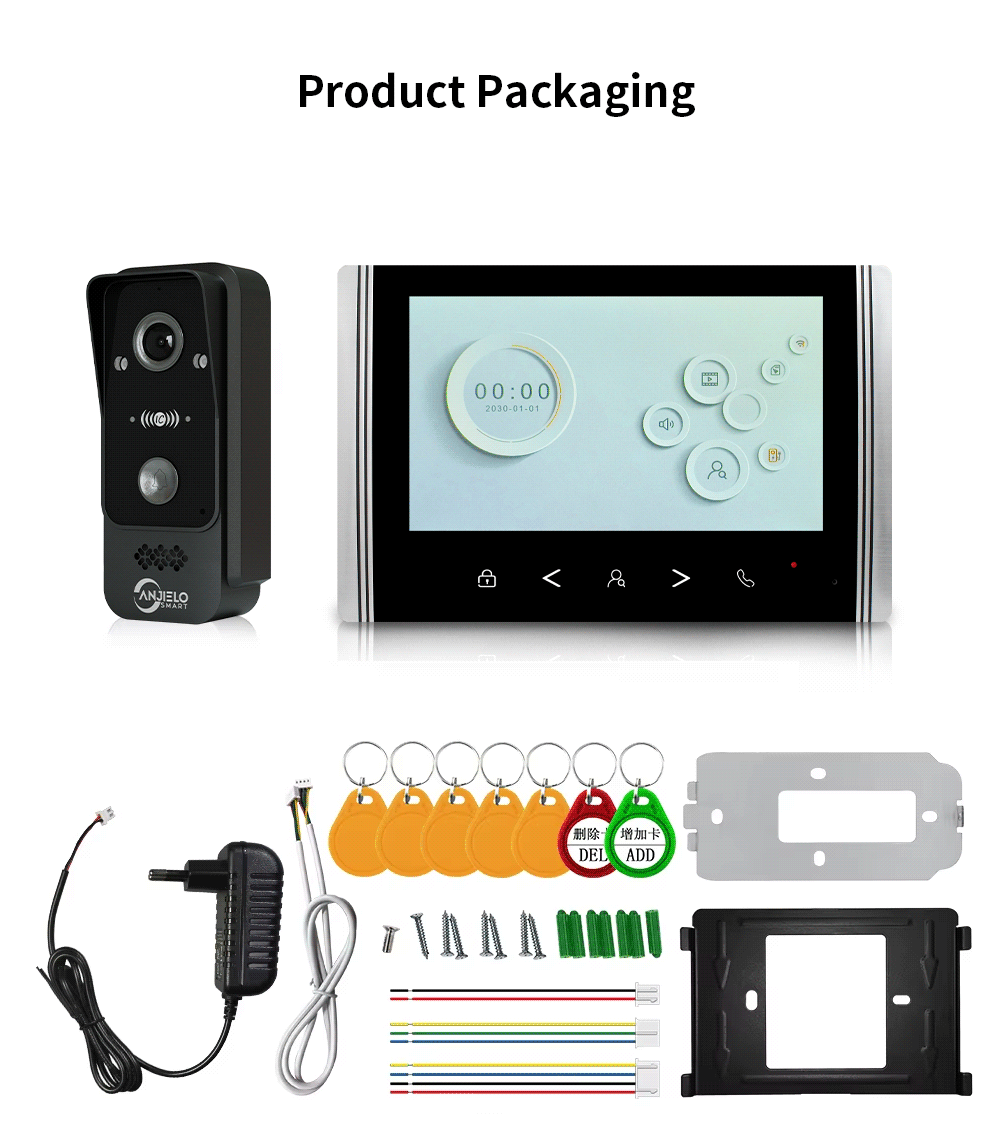 Anjielo Smart Home 1080P New Wifi 4 Wired Video Intercom Doorbell Supports Mobile Phone Remote Control and Smart Home