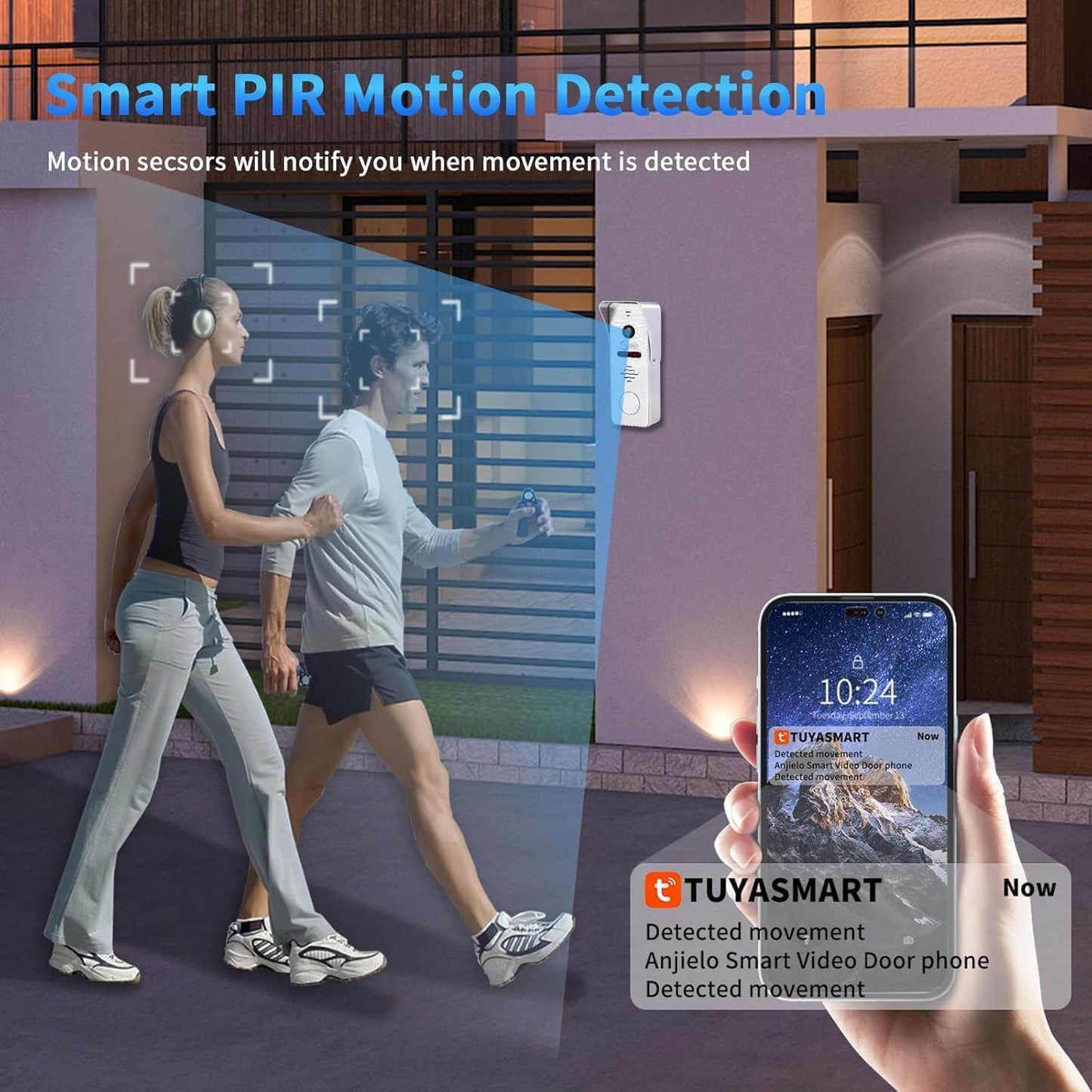 Anjielo Smart Home Wired Video Apartment Doorbell Intercom with 1080P HD Camera,7 Inch WiFi Touch Monitor System,Motion Detect,TUYA Smart Home Video Intercom Door Phone Kits for Home Villa