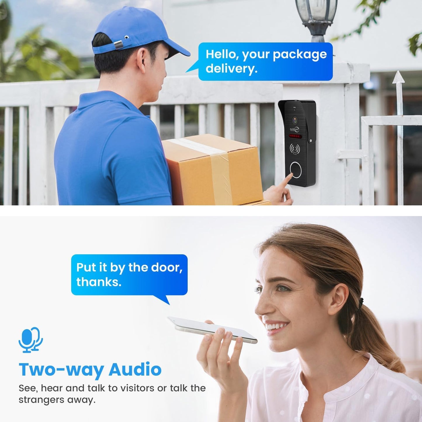 Anjielo Smart Home Wired Video Doorbell Apartment Intercom 7 inch Touch Monitor 1080P Door Camera TUYA Smart Home Door Phone Kits 3 in 1 Unlock RFID Card for Home Villa,32G