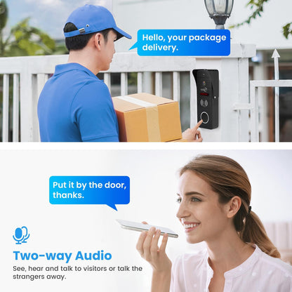 Anjielo Smart Home Wired Video Doorbell Apartment Intercom 7 inch Touch Monitor 1080P Door Camera TUYA Smart Home Door Phone Kits 3 in 1 Unlock RFID Card for Home Villa,32G