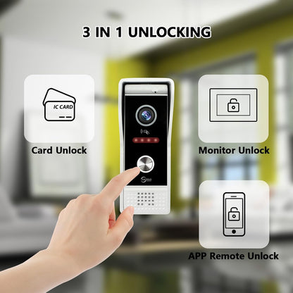 Anjielon Wired Video Doorbell Intercom System 10 Inch Full Touch Monitor 1080P Doorbell Camera,TUYA WiFi Smart Home Video Intercom Door Phone Kits IC Unlock for Villa Home 32G