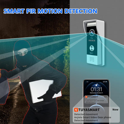 Anjielon Wired Video Doorbell Intercom System 10 Inch Full Touch Monitor 1080P Doorbell Camera,TUYA WiFi Smart Home Video Intercom Door Phone Kits IC Unlock for Villa Home 32G