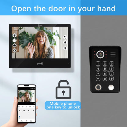 Anjielo WiFi Video Door Phone Apartment Intercom System Wired Touch Screen Monitor with 1080P HD Doorbell Camera,Supporting 5 in 1 Unlcking,Motion Detecting Tuya for Home Villa