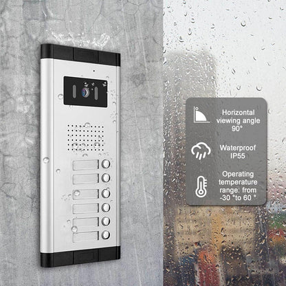 AnjieloSmart Home 4 Wired Video Intercom 7 Inch Monitor Video Door Intercom for2/3/4/5/6/8/10/12 Multi-Units Video Doorbell for ID Card to Unlock