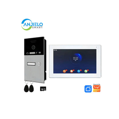 Anjielo Smart Home Tuya 7-inch Wired Doorbell with Touchscreen Display - Supports IP Cameras & Card Unlocking